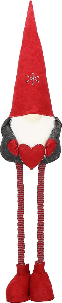 Nain de Noël Géant avec Bonnet à Cœur et Jambes Réglables 75-120 cm