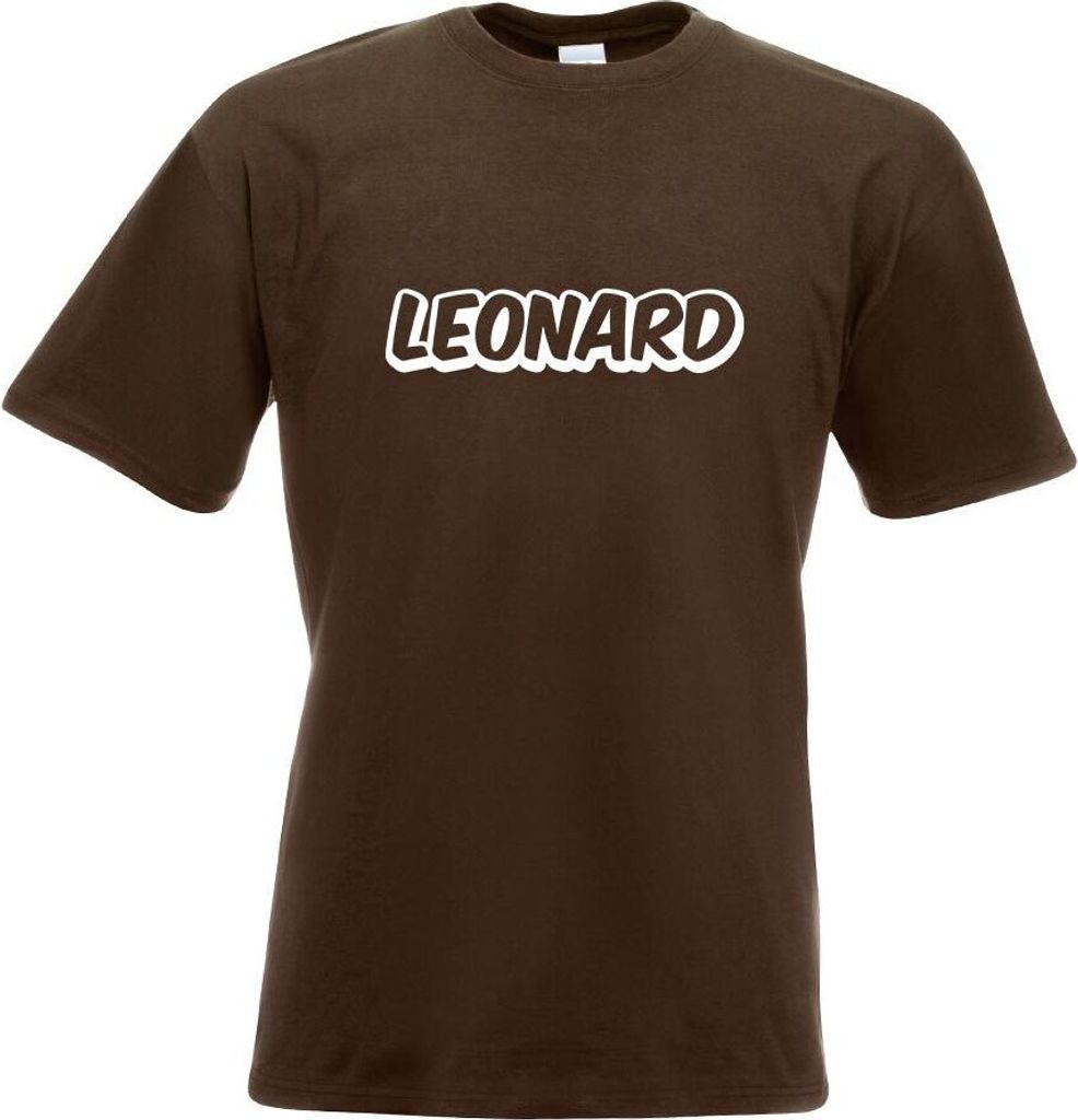 Kiwistar - T-Shirt - Chocolate - Leonard Vorname Jungen Motiv Bedruckt Funshirt Design Print - mit Motiv Bedruckt - Funshirt Design - Sport - Freiz...