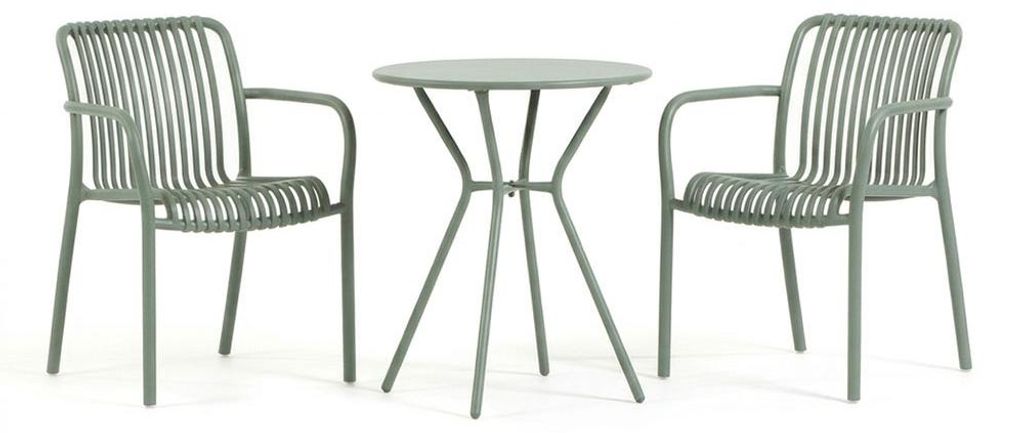 Set da balcone con tavolo rotondo Ø 60 cm in acciaio e 2 Immagine del prodotto 