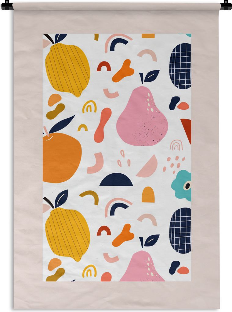 MuchoWow Wandteppich Wandbehang Pastell - Obst - Zitrone - Lebensmittel 60x90 cm Tapisserie Dekoration Wandtuch - Foto-Teppich - Abwaschbar