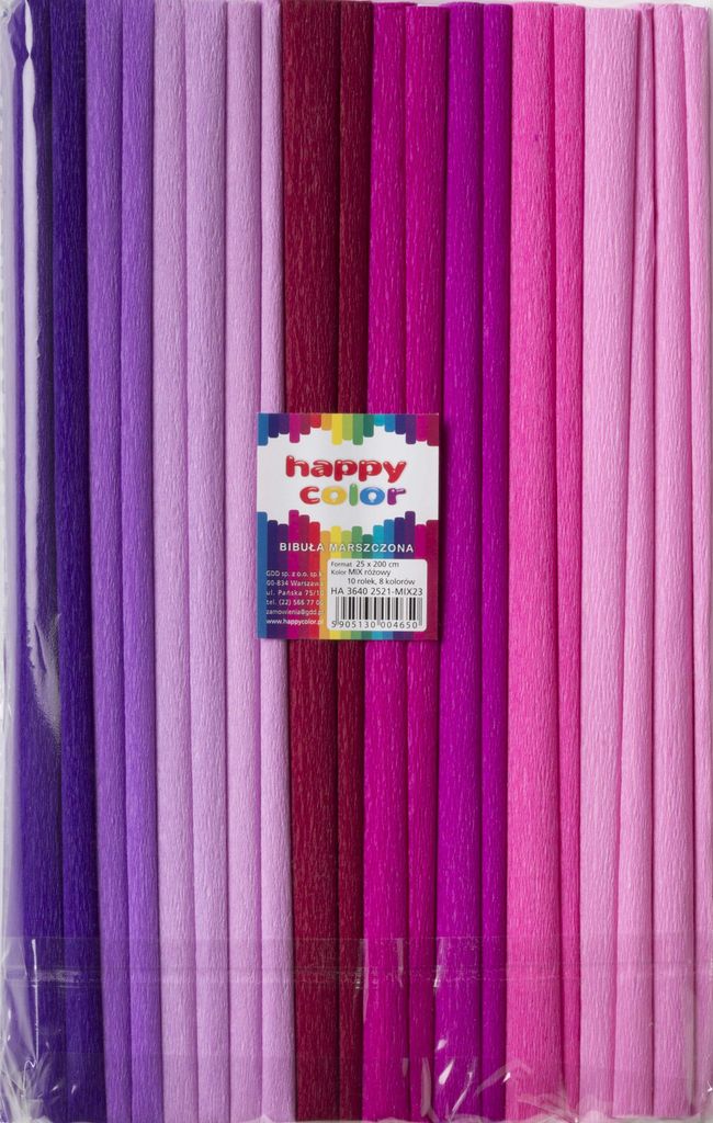 Happy Color Bibuła Marszczona 10 rolek mix różowych kolorów Obrázok produktu 