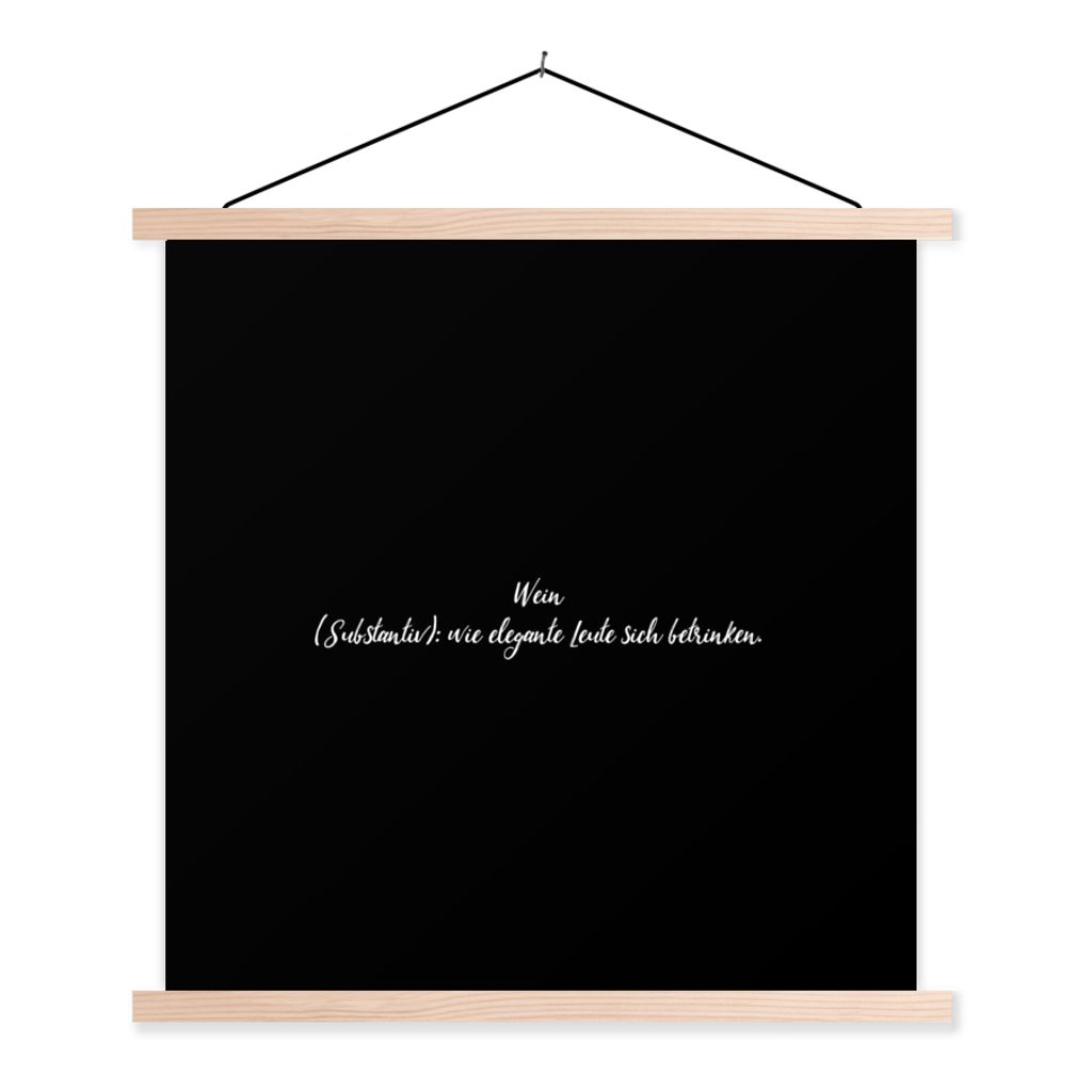 MuchoWow Textilposter sprichwörter - wein definition - Wörterbuch - Getränk - Zitate 40x40 cm mit holzfarbenen Rahmen - Posterleiste