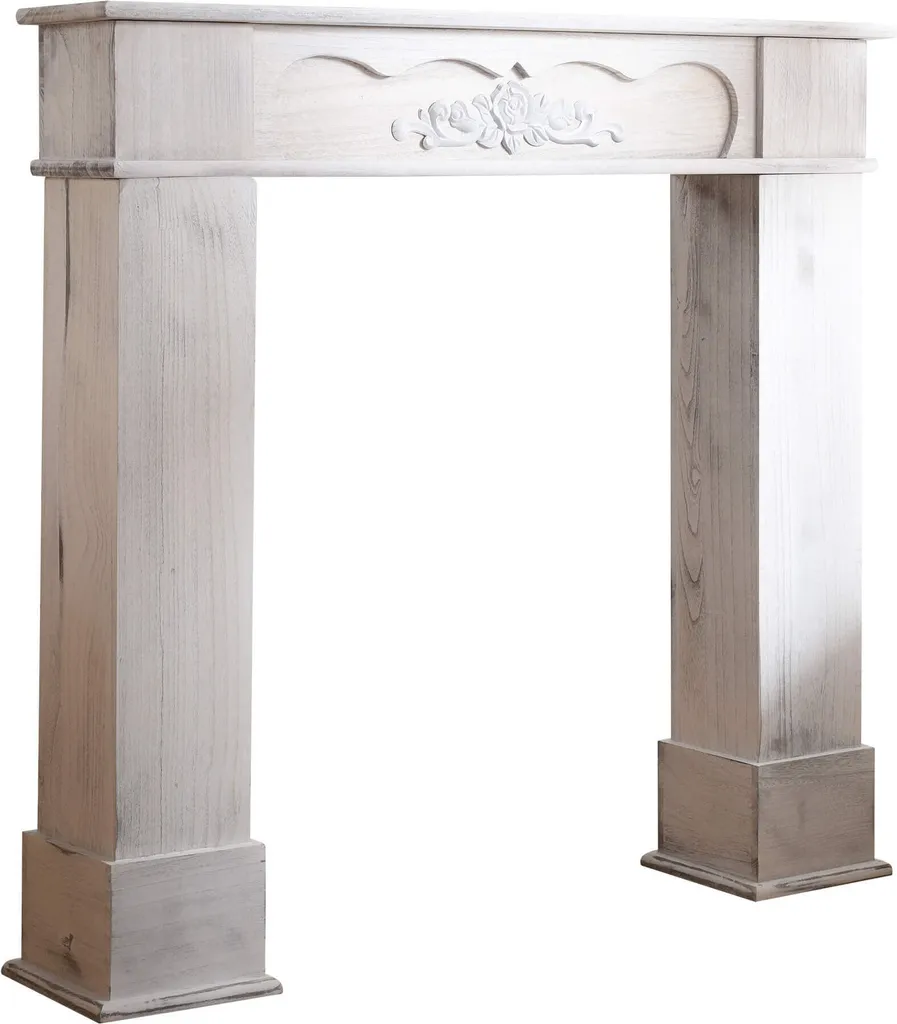 Rebecca Mobili Bordure de Cheminée 99x104x21 cm en Bois de Paulownia Blanc