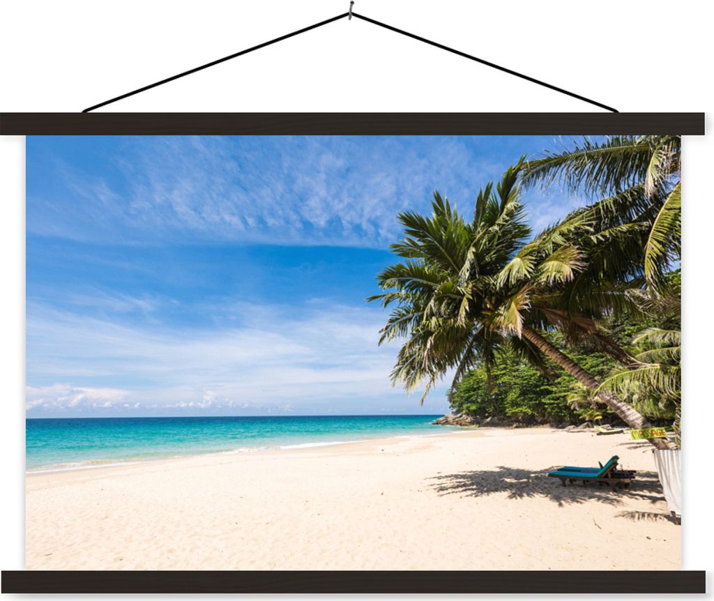 MuchoWow Textilposter Strand - Tropen - Meer 60x40 cm mit schwarzem Rahmen - Hölzernes