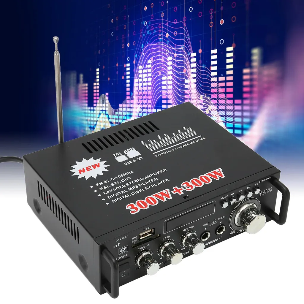 Ampli Hi-Fi Stéréo 300W avec Télécommande et Affichage LED Numérique - 2