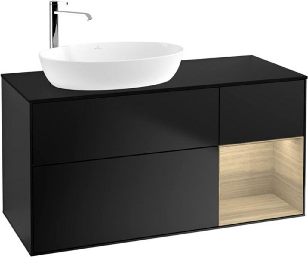 V&B Waschtischunterschrank Wandbeleuchtung Finion 120cm, Pl bla m, Reg Oa ven, bla m Lac