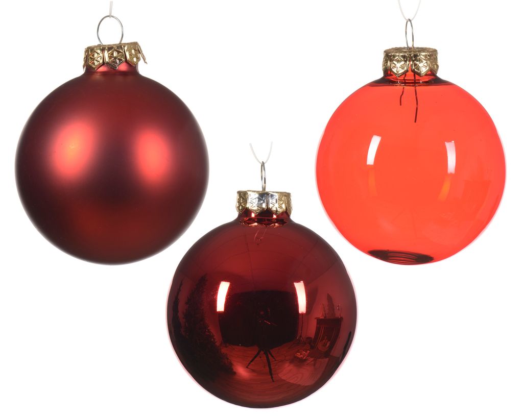 Weihnachtskugeln Glas 5-7cm 21er Set - Weihnachtsrot Produktbild 