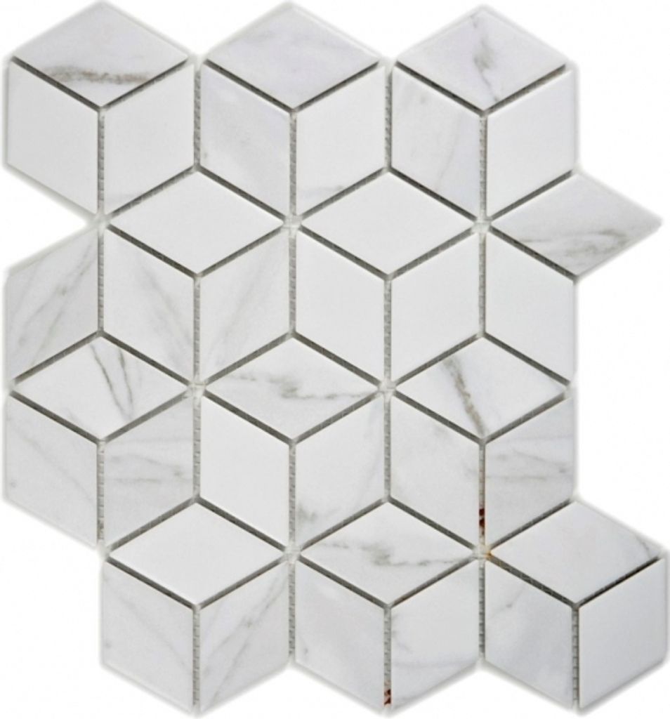 Mosaik Fliese Keramik weiß Diamant POV Carrara Optik Wandfliesen Badfliese MOS13-0102_f | 10 Mosaikmatten