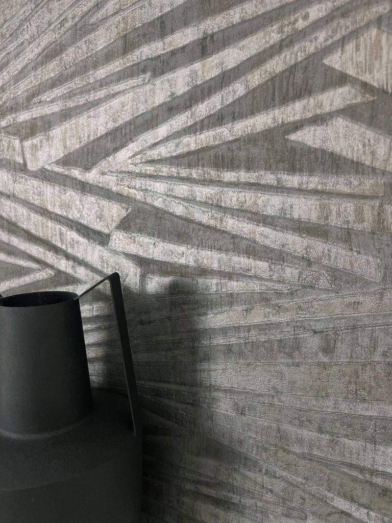 NEWROOM Tapete Anthrazit Vliestapete Linien - Mustertapete Glamour Grau Metallic Struktur Glanz Glanztapete Modern Streifentapete