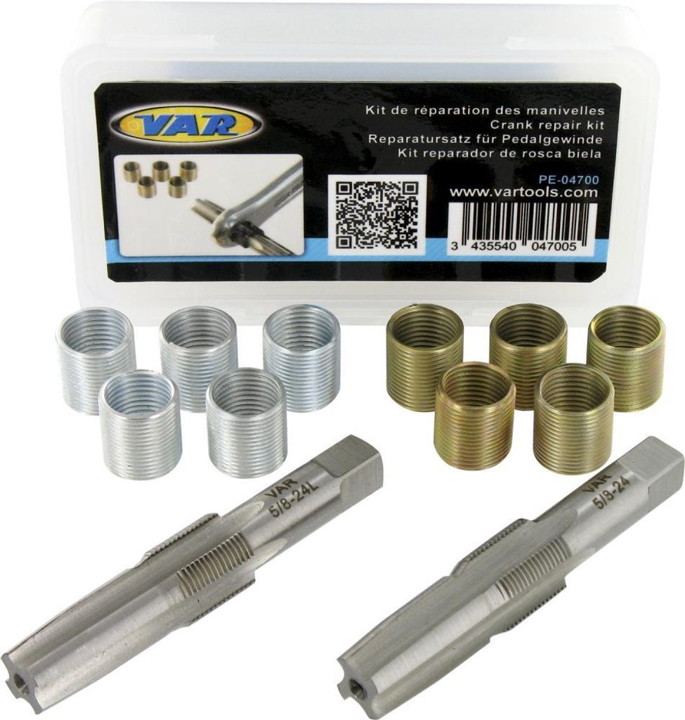 VAR Pedalgewinde-Reparatur-Kit PE-04700 5/8x24 tpi - professionelle Kurbelarm...