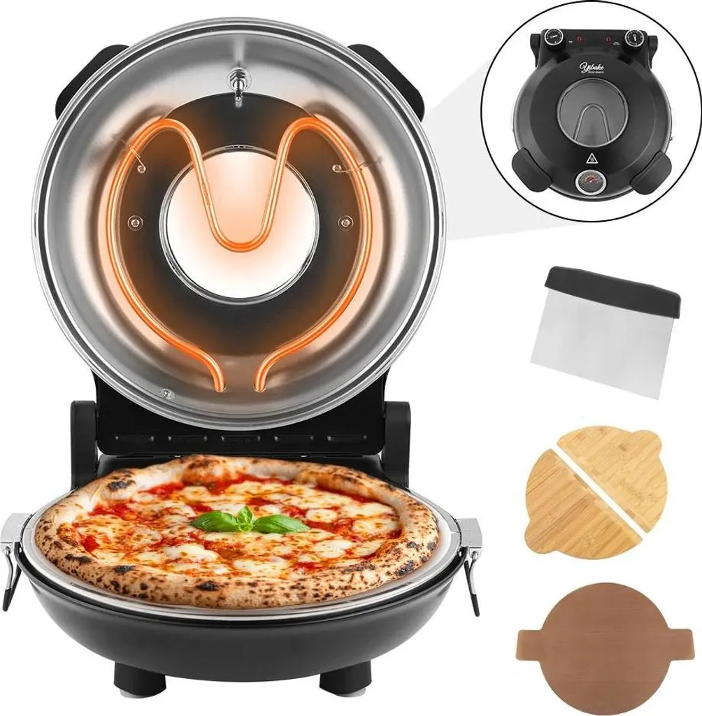 Forno Pizza 1200W 420°C - Basta Pizza Gommosa! Pietra Smaltata