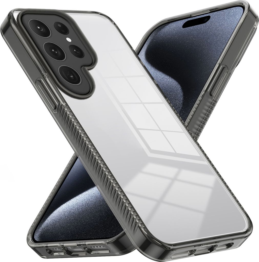 Hülle für Samsung Galaxy S23 Ultra Rutschfest Kristallklare Stoßfeste TPU Bumper Handyhülle Schwarz