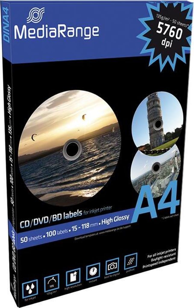 MediaRange MRINK132 Etiketten für CD/DVD/BD MediaRange Image du produit 