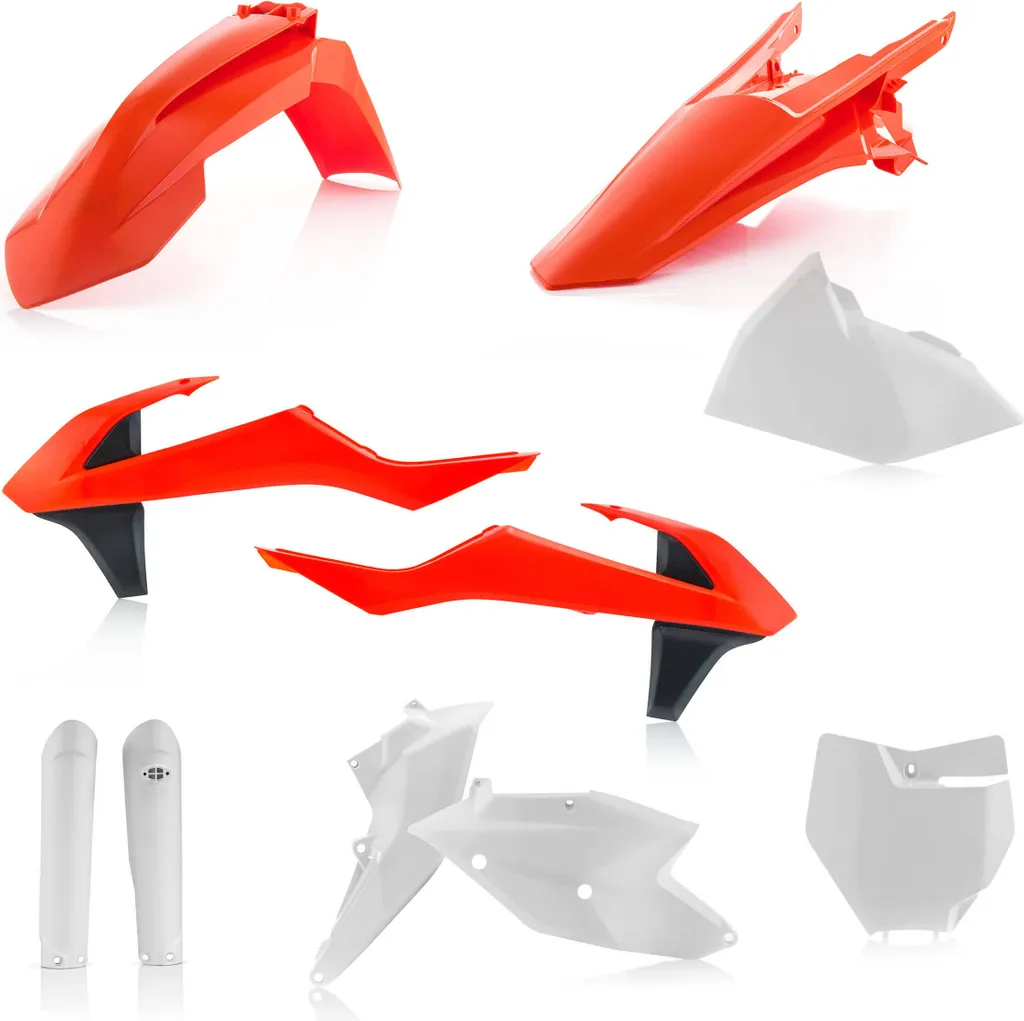 Kit carénage orange blanc Acerbis 10 pièces haute résistance KTM