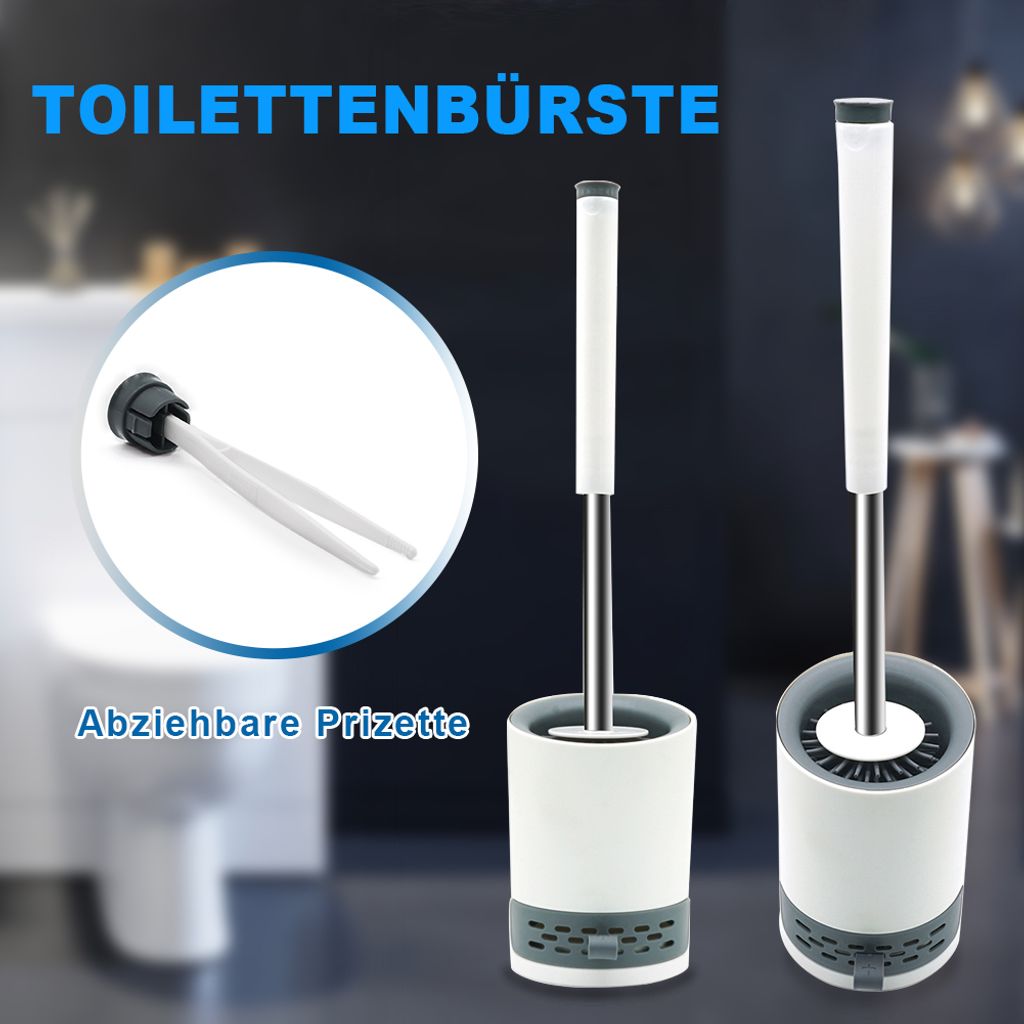 SONNI Silikon Toilettenbürste WC-Bürsten mit Halter,Wandmontage oder Bodenmontage,Anzahl der Toilettenbürsten: 2