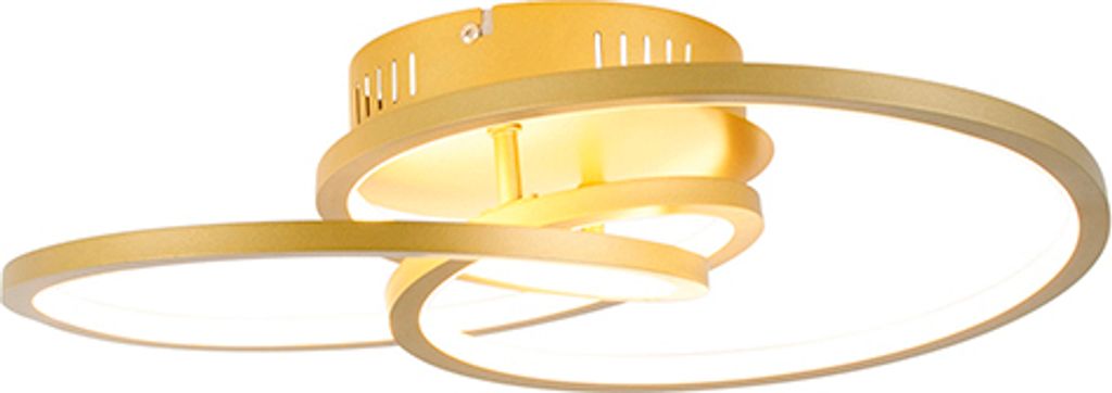 QAZQA - Design Deckenleuchte I Deckenlampe I Lampe I Leuchte Gold I Messing 45 cm inkl. LED 3 Stufen dimmbar - Rowin Dimmer I Dimmbar I Wohnzimmer ...