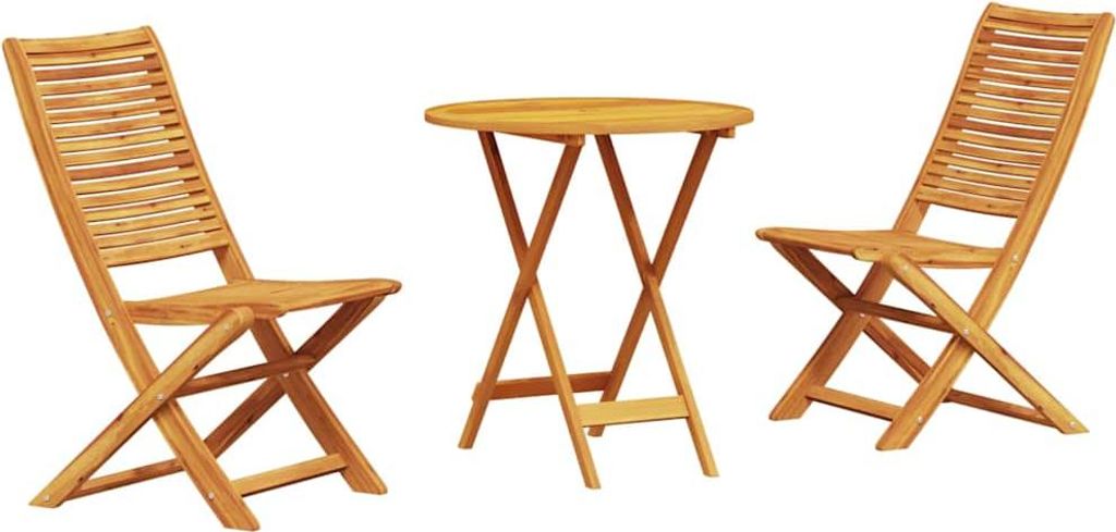 "im Sonderangebot" Klapp Bistro Set- elegantes Design - Sitzgruppe/Tisch+ Stuhl - 3 pcs Braun Massivholz Akazie - Terassenmöbel DEMöbel363835