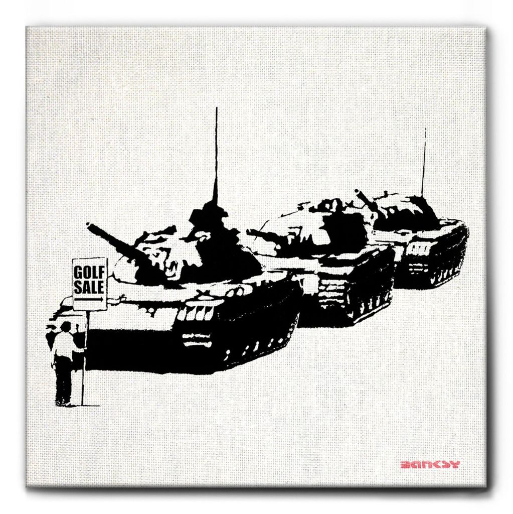 Giallobus - Golf Salz - Banksy - 50L x 50B cm - Bild - Leinwand mit Standardrahmen