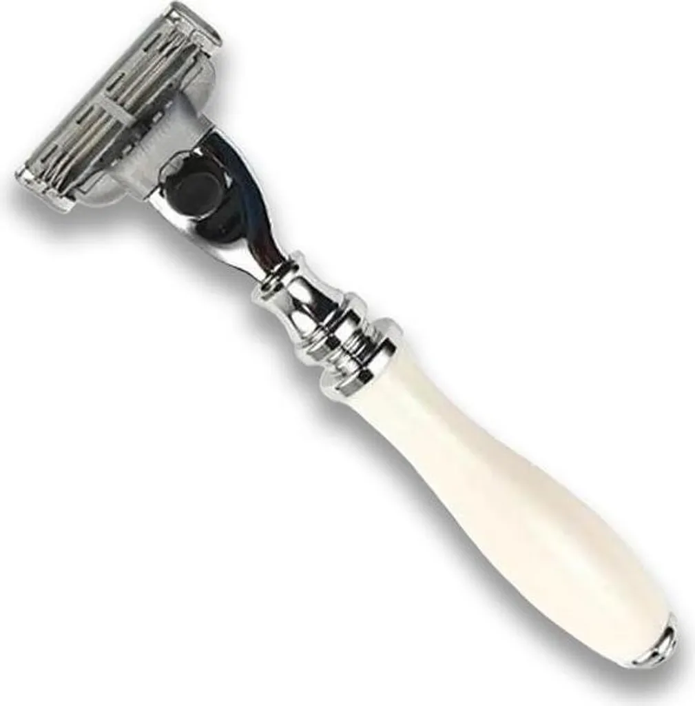 Rasoir Parker 111W-M3 Safety Razor Mach 3 Manche Blanc de Luxe