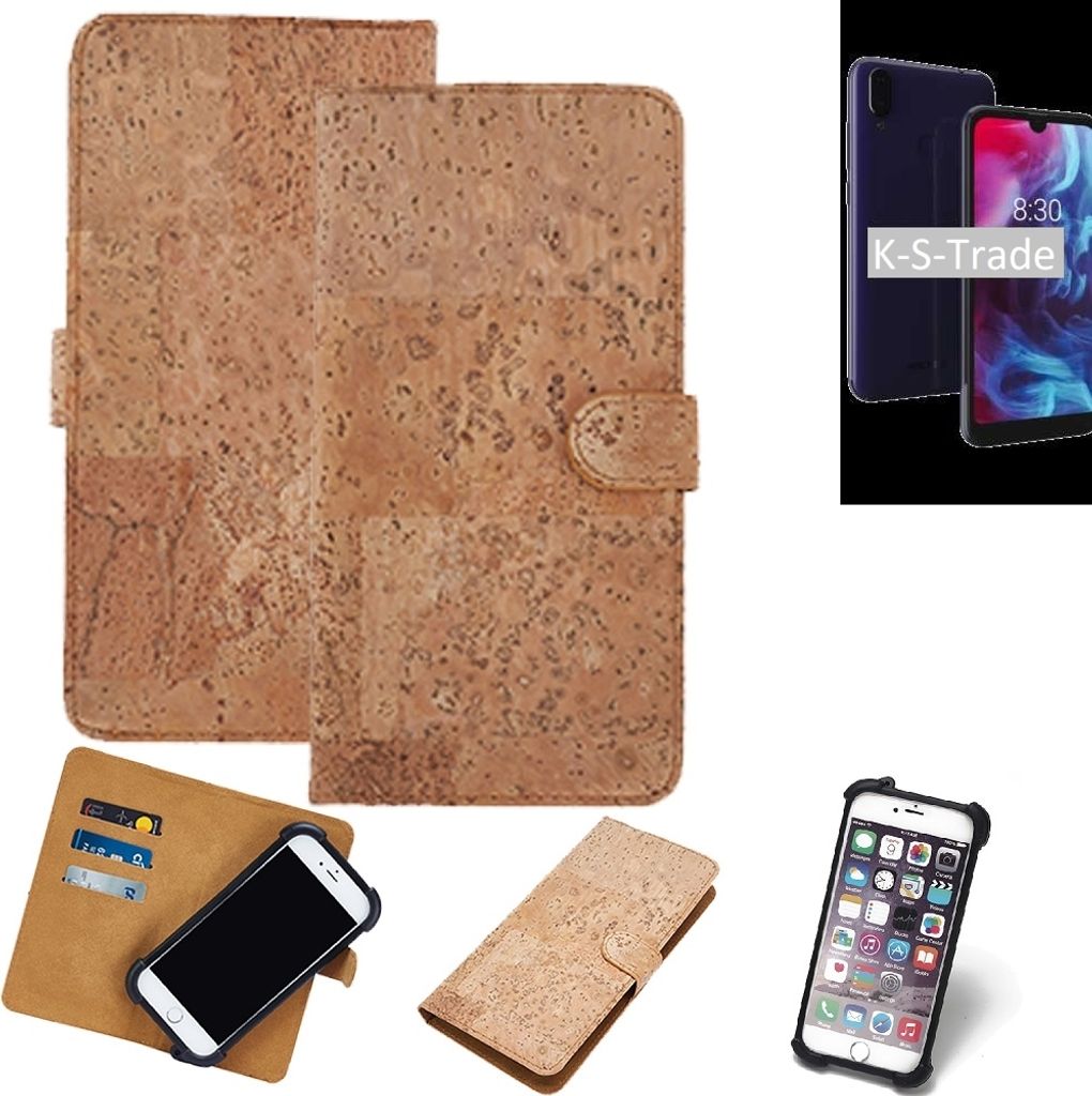 K-S-Trade Hülle kompatibel mit Archos Oxygen 57 Kork Handyhülle Cover Schutzhülle TPU Case Bumper in Hellbraun, (1x)