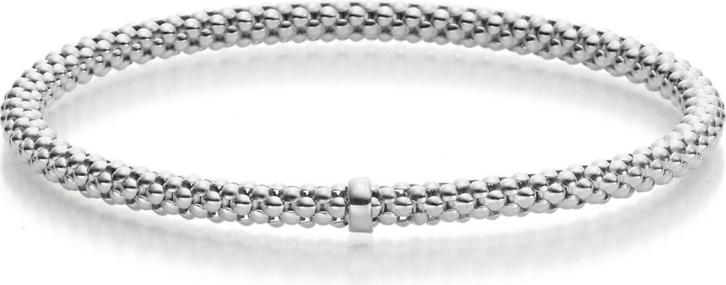 Himbeer-Armband Armreif Armschmuck elastisch 4mm 585 Gold Weißgold stretch