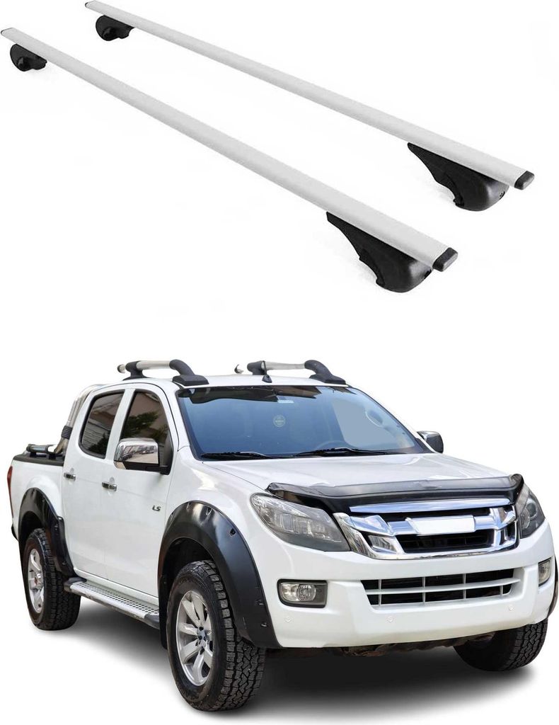 Dachträger Grundtäger für Isuzu D-Max 2006-2019 75kg Metall Silber 2 tlg