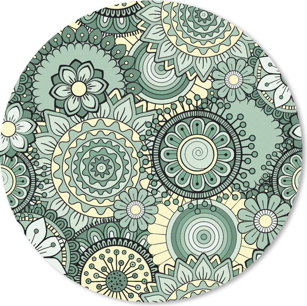 MuchoWow Mauspad Mousepad Blumen - Grün - Muster 20x20 cm - Mousepads - Maus Mat - Pad - Mausunterlage - Schreibtischmatte