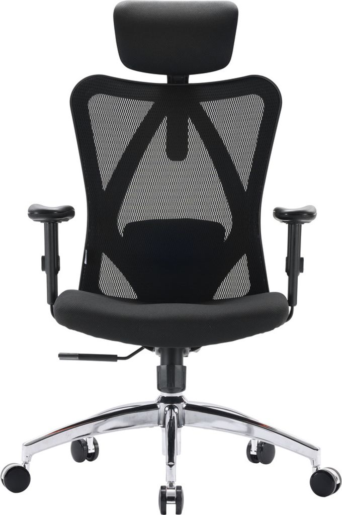 Sihoo Profi Bürostuhl M18-M148 Ergonomischer Schreibtischstuhl mit Armlehnen (höhenverstellbar) Stoff / Netzstoff Schwarz Drehstuhl für Büro, Z...