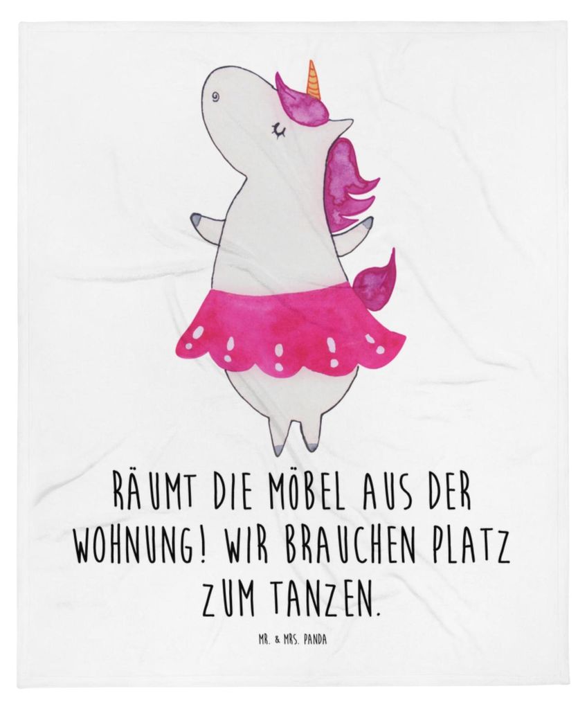 Mr. & Mrs. Panda Babydecke Einhorn Ballerina - Weiß - Geschenk, Einhörner, Wohnung, Plaid, Tanzen, Kinderwagendecke, Kinderdecke, Unicorn, Geburt...