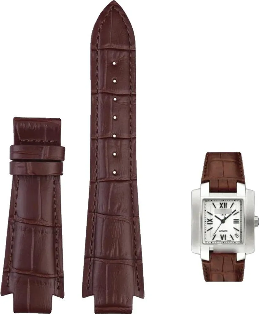 Cinturino Orologio 24mm Vera Pelle Marrone NK con Fibbia Ardiglione