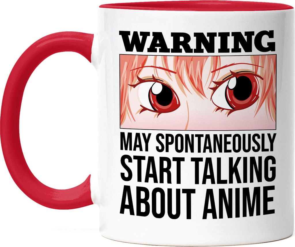Warning May Talk About Anime Tasse Rot Geschenkidee Anime Produktbild 