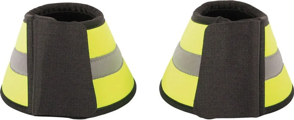 Cloches d'équitation jaunes fluo taille L avec bandes réfléchissantes - 2