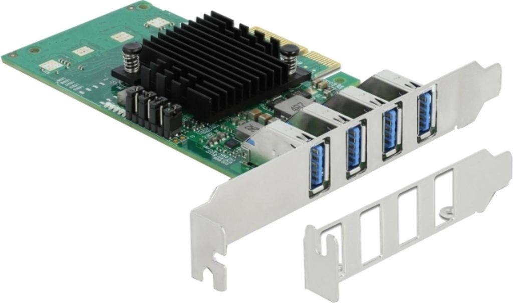 DeLOCK PCI Express x4 Karte zu 4 x extern USB 3.0 Quad Channel - Low Profile Formfaktor, PCIe, USB 3.2 Gen 1 (3.1 Gen 1), Niedriges Profil, PCIe 2....
