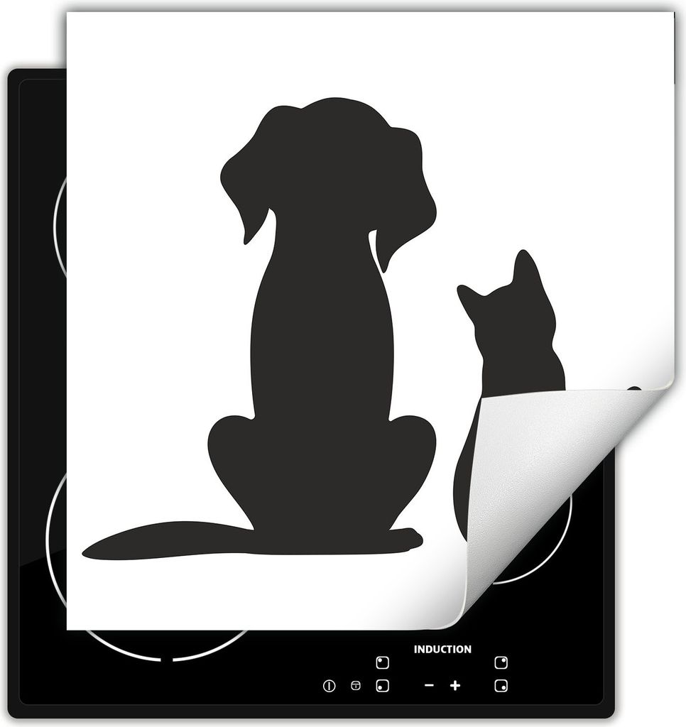 DarHaus Herdabdeckplatte 50x52 cm Anti Rutsch Matte Aufrollbar, Hund und Katze