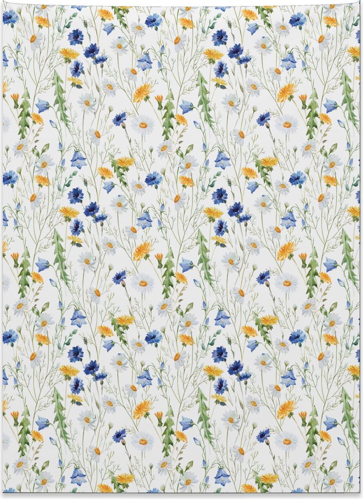 Abakuhaus Natur Wandteppich, Mohnblumen-Gänseblümchen ländlich aus Weiches Mikrofaser Stoff Kein Verblassen Klare Farben Waschbar, 110 x 150 cm,...