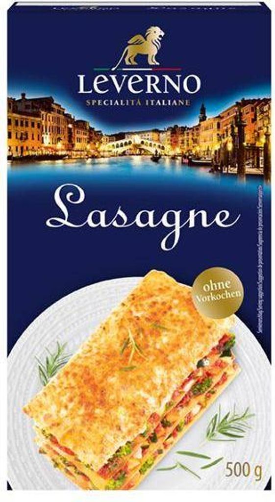 Leverno Lasagne 500 G Packung  Kein Vorkochen notwendig Produktbild 