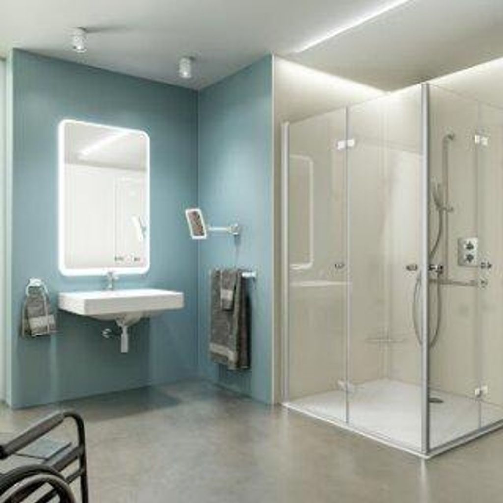 HSK 17708080-41-520 Atelier Plan Drehtür an Nebenteil für Seitenwand 800x2000mm Chromoptik Grauglas Edelglasbeschichtung