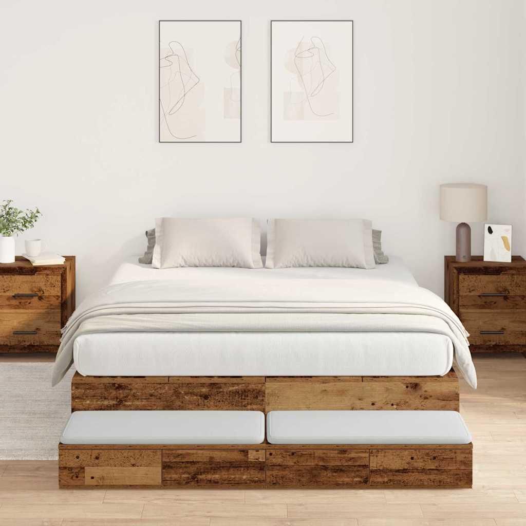 Maison Exclusive - Aufbewahrungsbettgestell Altholz 150 cm Holzwerkstoff