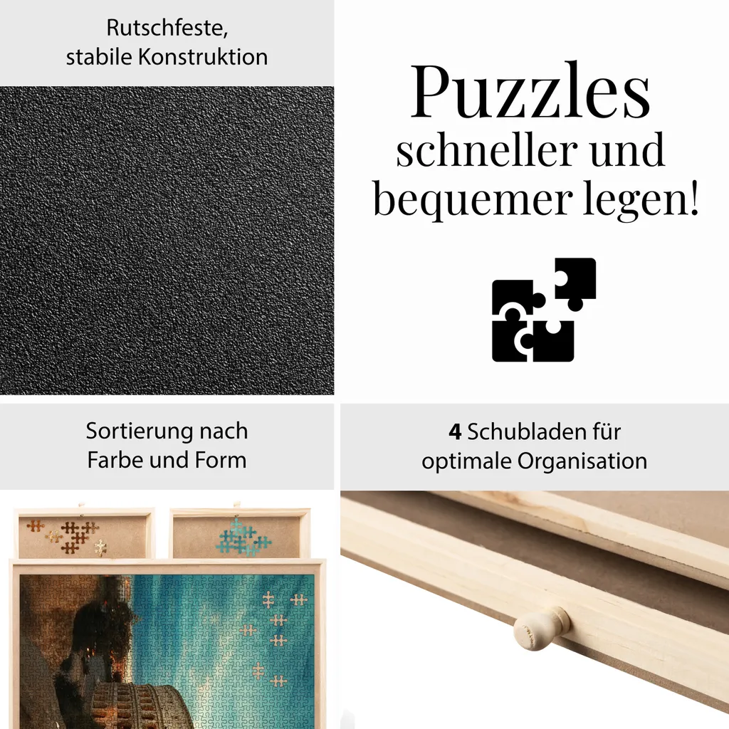 Table Puzzle avec Tiroirs : Ne Perdez Plus de Pièces ! Format 1500pcs