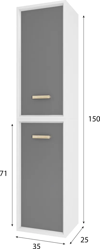 Colonne de Salle de Bain Nordik Aska Blanc Suspendue H150 x L35 cm