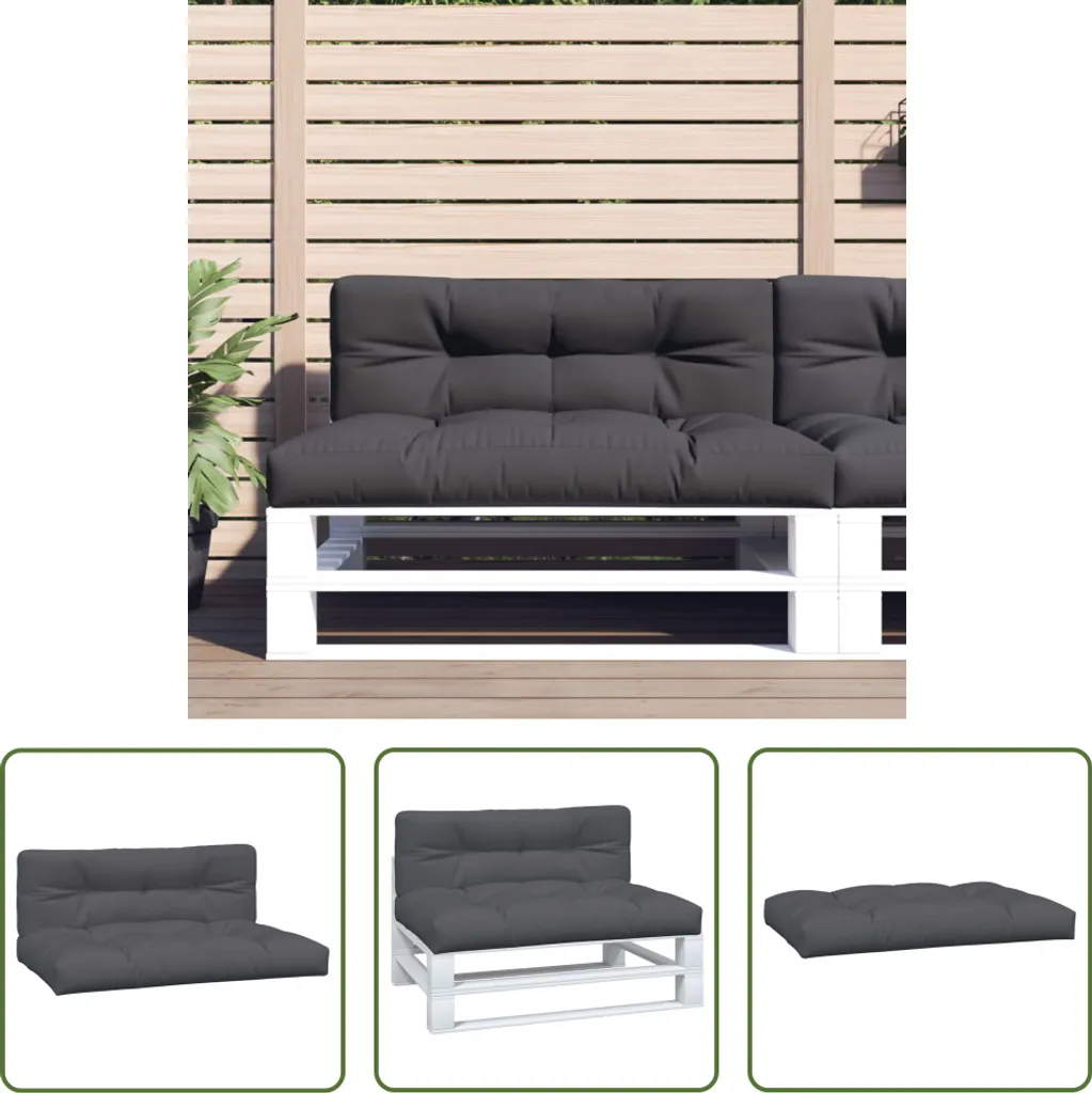 Set 2 Cuscini Pallet Tessuto Antracite | Lavabili e Resistenti