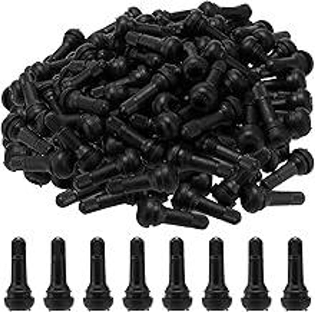 200 Stück TR413 Gummi Ventile, Autoreifen Ventile Autoventil, Snap-In Gummiventile Auto, Schwarz Universal Gummiventile für Meist Auto, Motorräder