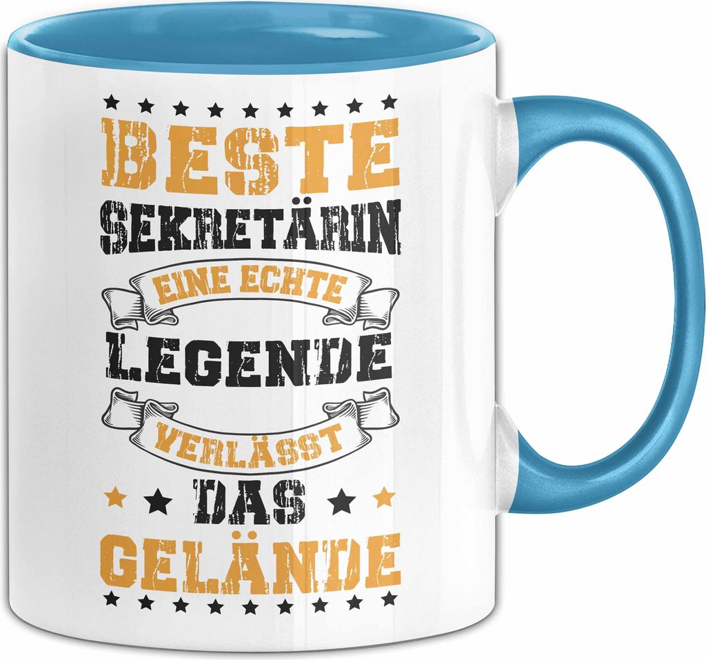 Sekretärin Abschied Tasse Geschenk Lustiger Spruch Beste Sekretärin Verlässt Das Gelände (Blau)