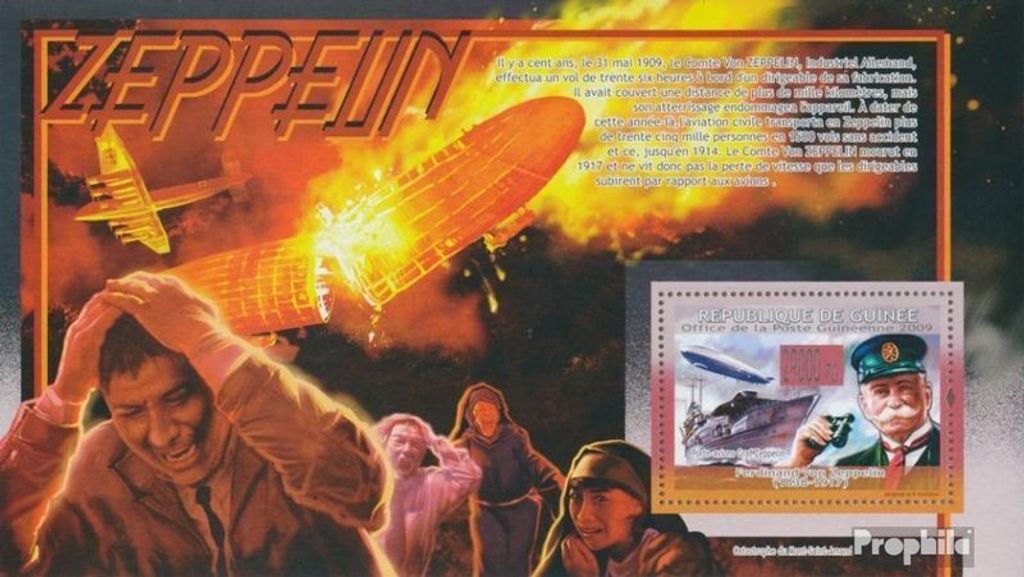 Briefmarken Guinea 2009 Mi Block 1709 (kompl. Ausgabe) postfrisch Ferdinand von Zeppelin (1838-1917)