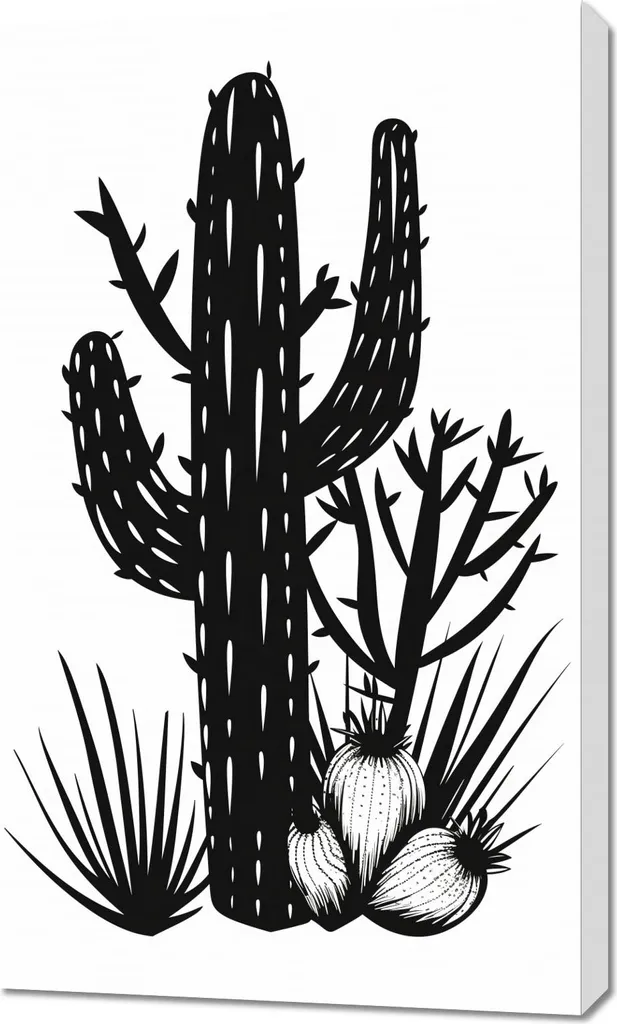 Tableau Cactus 60x100 cm - Décoration zen pour salon et bureau moderne