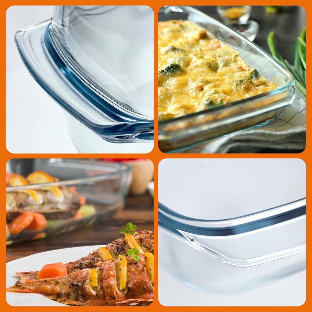 Ofenform aus hitzebeständigem und transparentem Glas - Feuerfest und geeignet für Lasagne, Gemüseauflauf und Braten (7 Liter, rechteckig)
