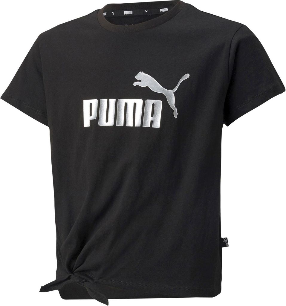 PUMA Ess+ Metallic Logo Knotted T-Shirt Mädchen puma black Produktbild 