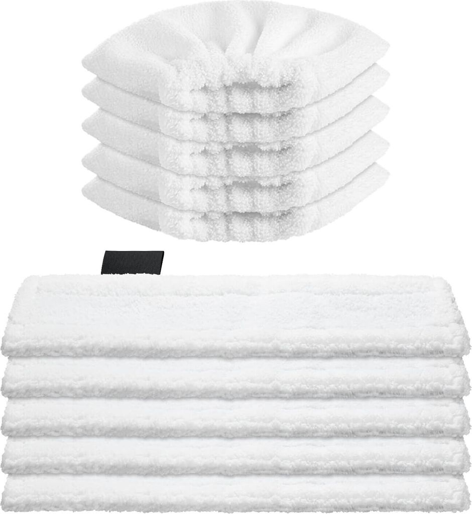 10 Stück Mikrofaser-Tuchset Waschbar 5 Bodendüse + 5 Handdüse Microfiber Cloth für Kärcher Dampfreiniger EasyFix SC1,SC2, SC3, SC4, SC5