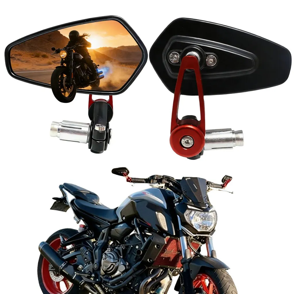 Rétroviseurs Moto Anti-Vibration 22mm Rouges pour une Vision Claire