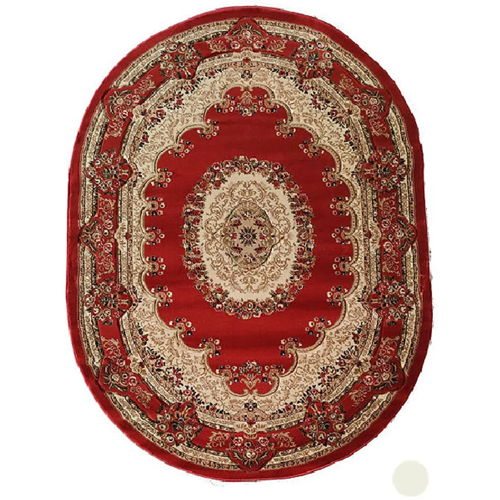 Grand tapis de salon ovale rouge 140x190 cm ARTESIA pour décoration
